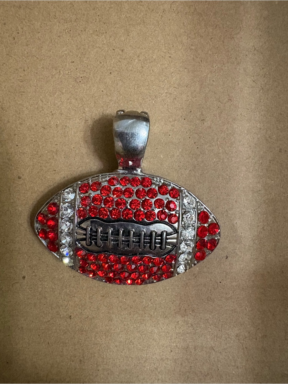 Red Crystal Football Pendant Necklace - Women Jewelry